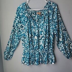 Ellen Tracy knit animal print blouson top
